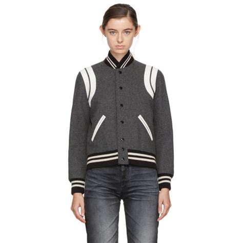 gray teddy jacket ysl|farfetch ysl bomber jacket.